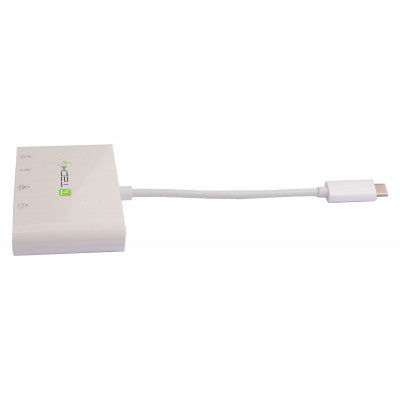 Techly IADAP USB31-DOCK1 Adaptateur USB-C vers HDMI 4K, USB-A 3.0, RJ45 Gigabit, USB-C PD