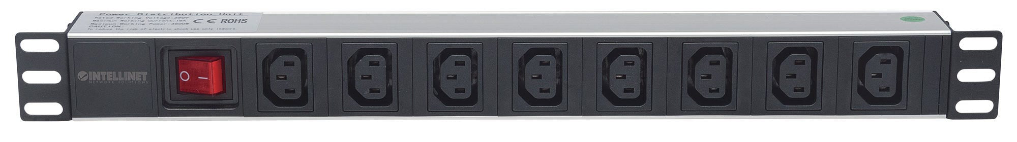 Intellinet 163620 unité de distribution d'énergie 8 sortie(s) CA 1U Noir, Argent