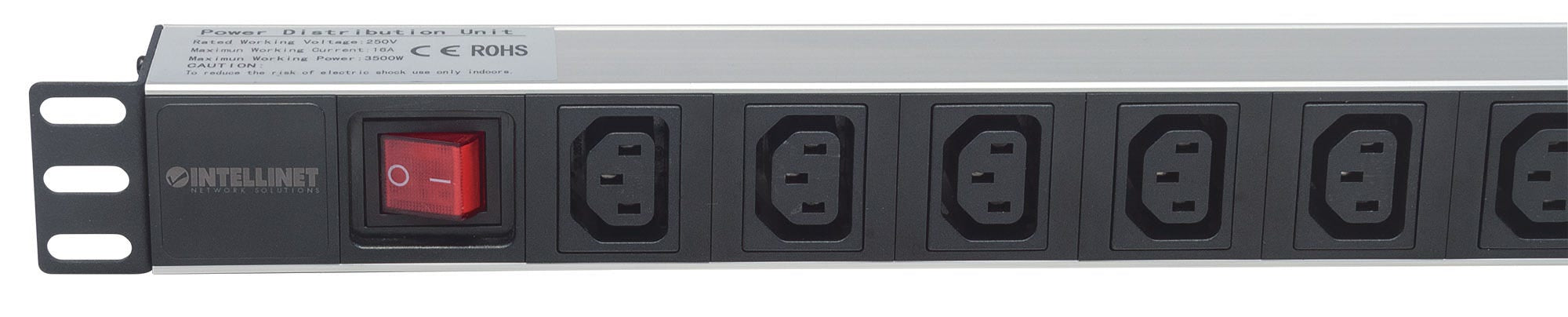 Intellinet 163620 unité de distribution d'énergie 8 sortie(s) CA 1U Noir, Argent