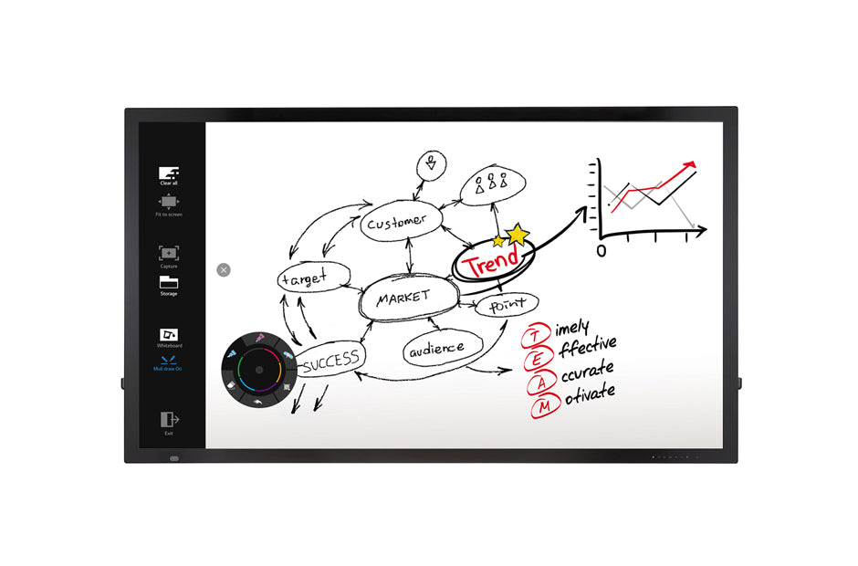 LG 55TC3D-B tableau blanc interactif 139,7 cm (55") 1920 x 1080 pixels Écran tactile Noir USB