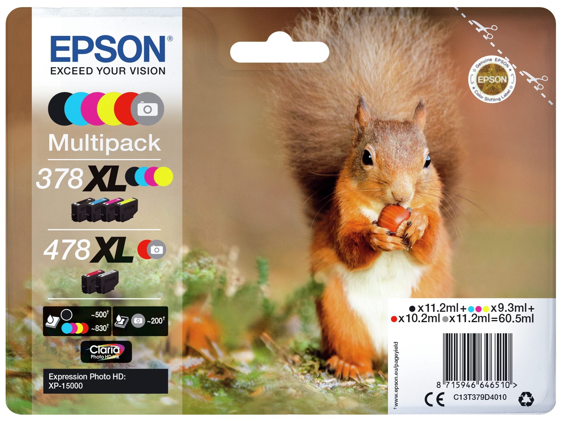 EPSON 1LB Multipack 6 colours 378XL/478XL Squirrel incl. R/G Clara Phto HD Ink
