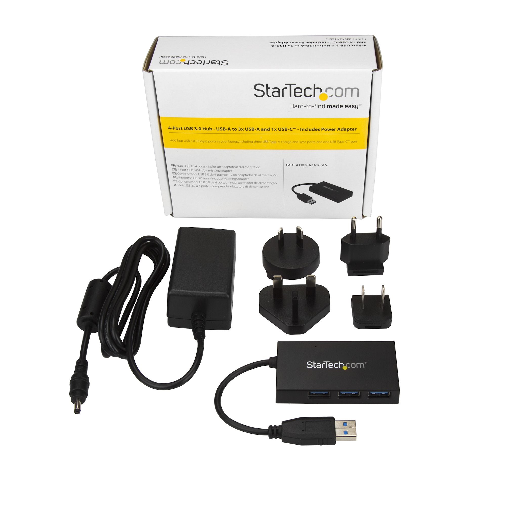 Hub USB 3.0 4 Port - 3x USB A+1x USB C