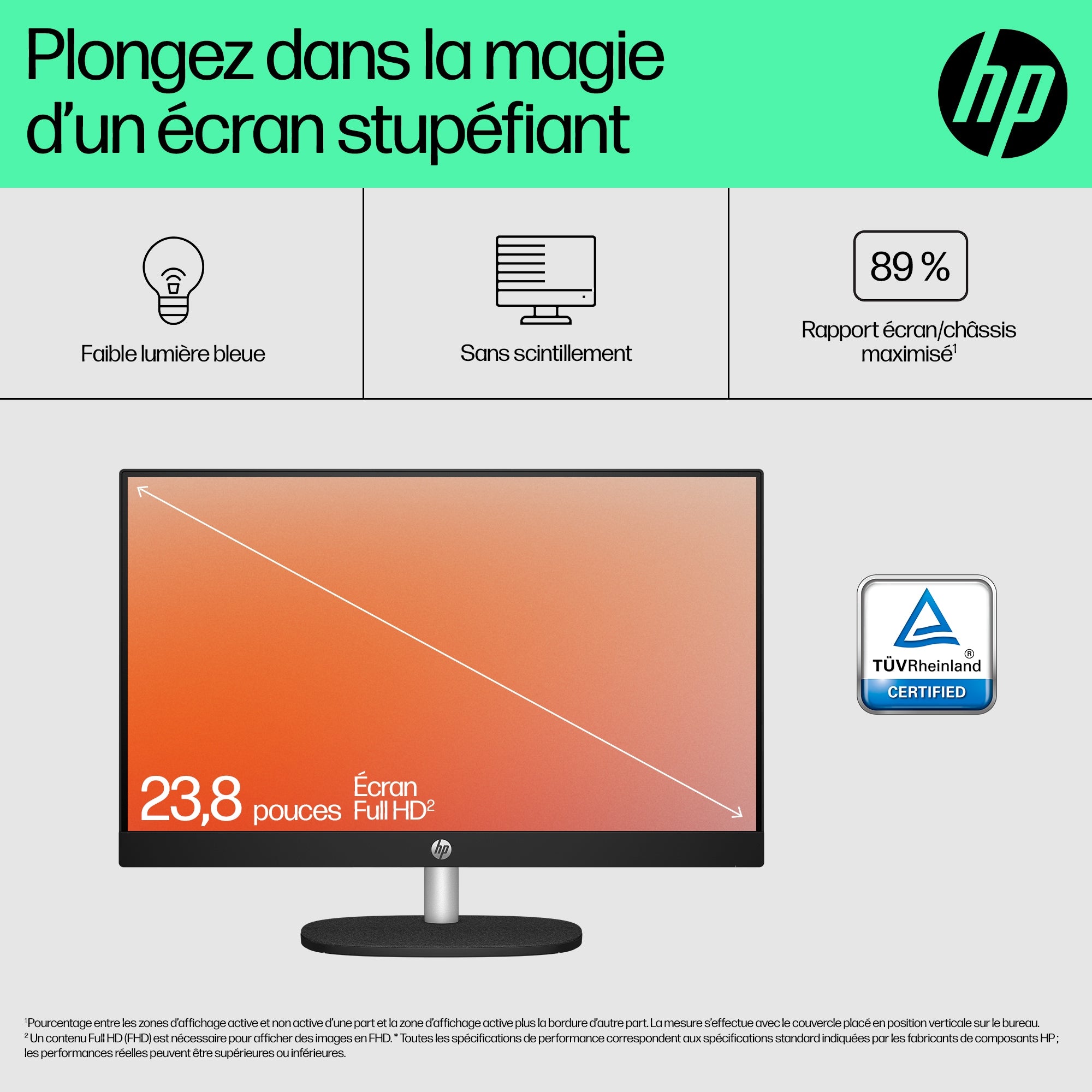 All In One HP 24-cr0074nf PC RYZEN 5 7520U 16Go 512Go W11home ecran  Non tactile