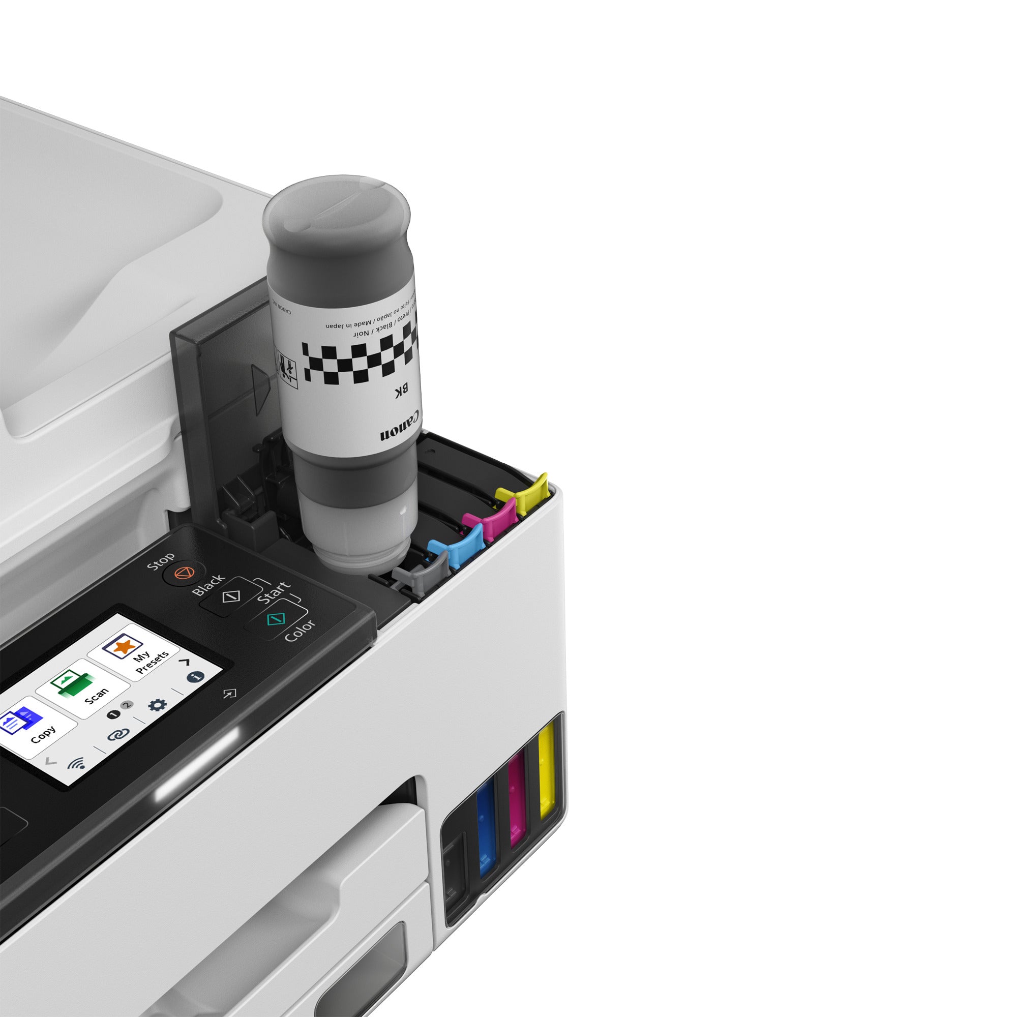 CANON MAXIFY GX2050 MFP colour inkjet refillable A4 15ipm Print 250sheets USB Wi-Fi LAN +1 ink set +2extra black bottles