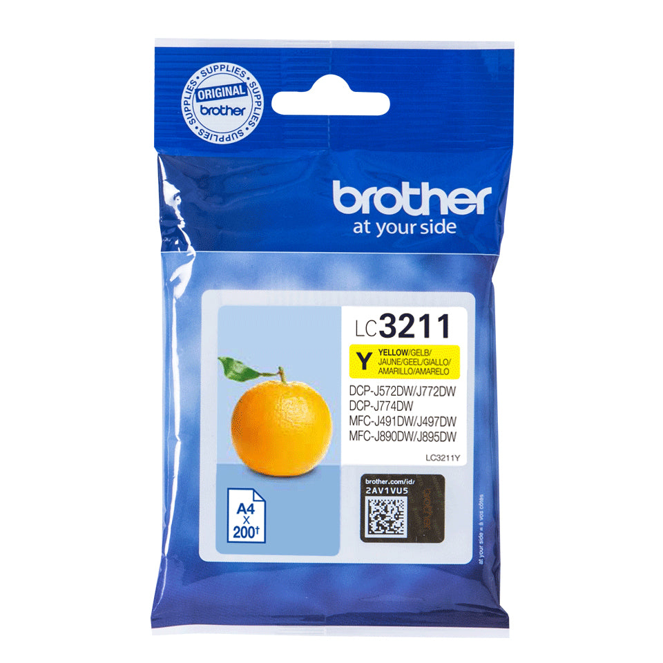 BROTHER LC3211Y Yellow ink cartridge with a capacity of 200 pages