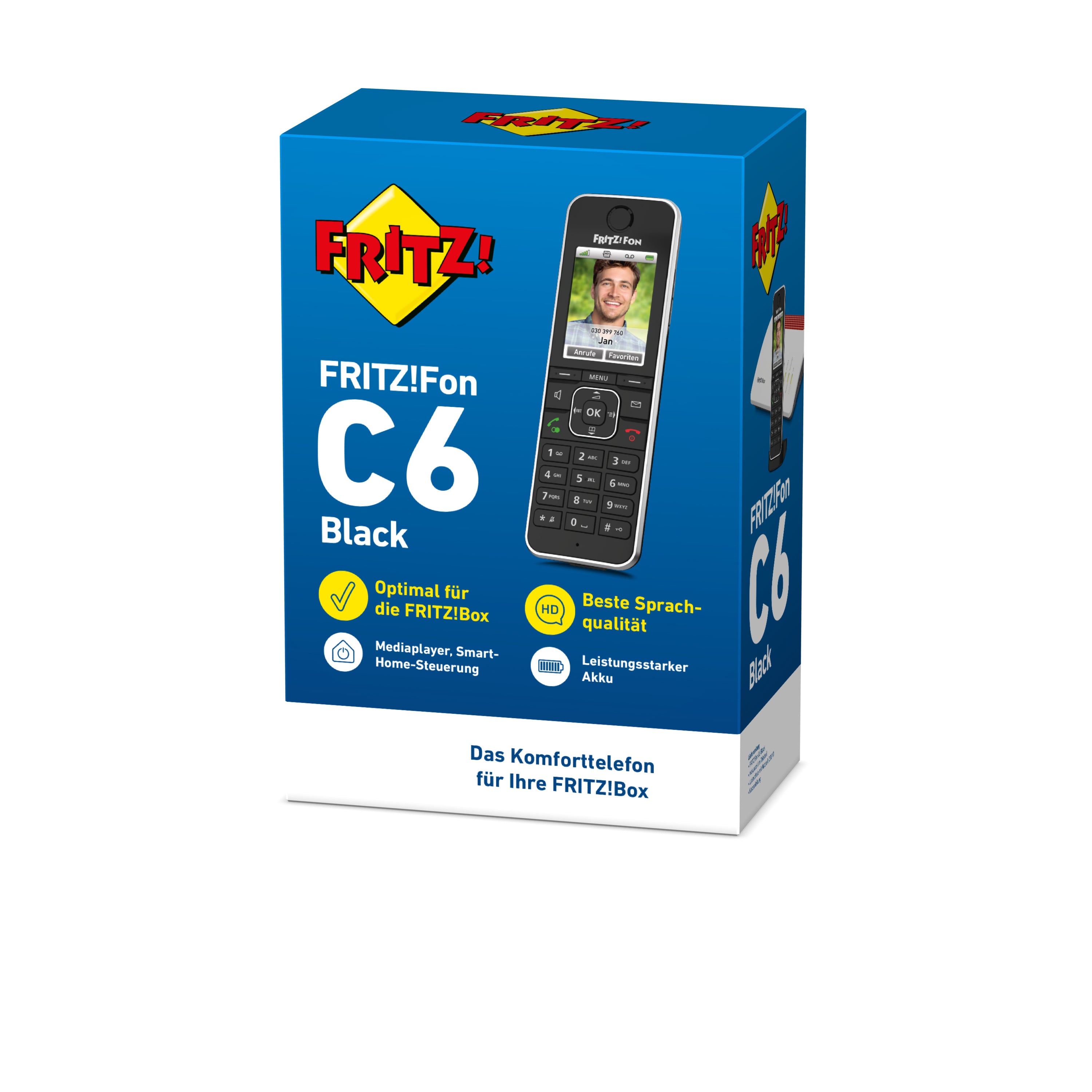 FRITZ!Fon 20002964 C6 Black Téléphone DECT Identification de l'appelant Noir