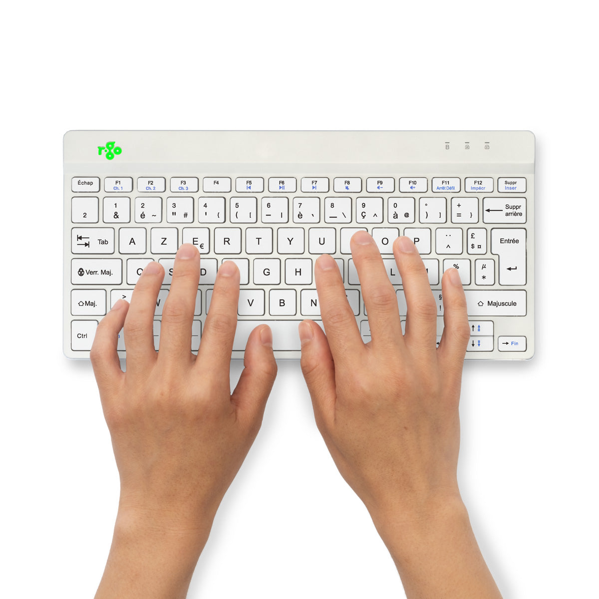 R-GO TOOLS Clavier Ergo Compact Break, Bluetooth blanc/arg