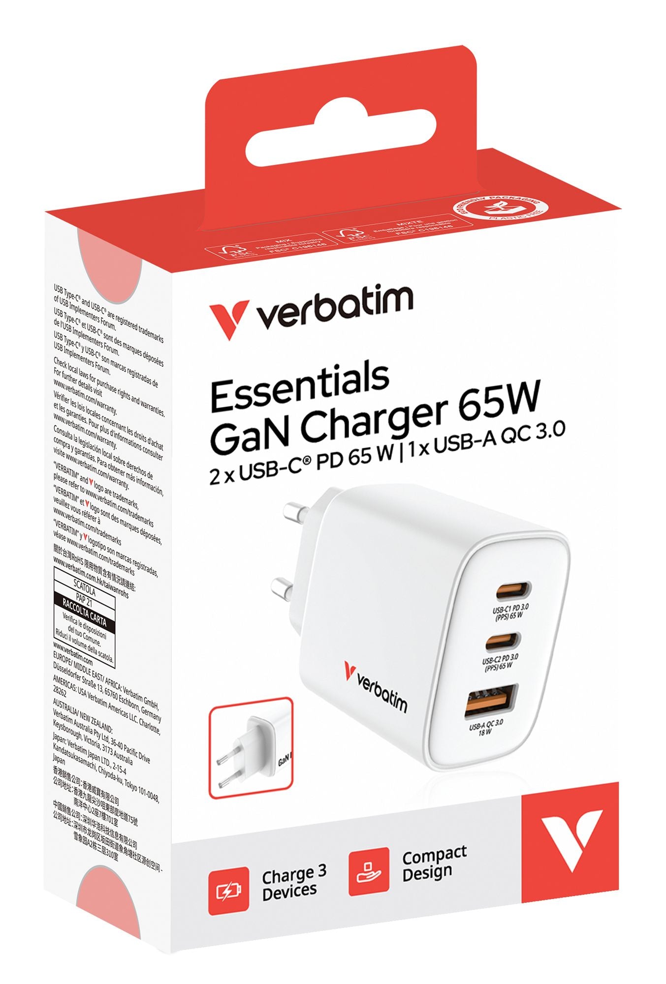 Essentials GaN Charger 65W EU plug White