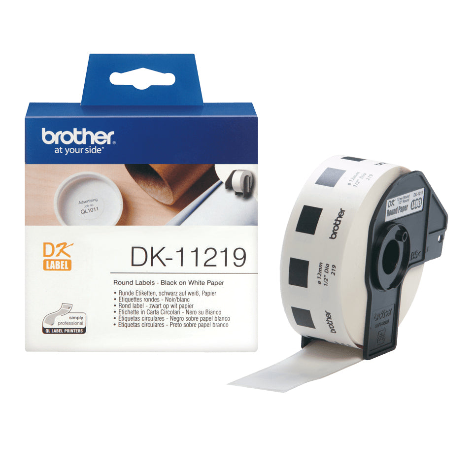 BROTHER P-TOUCH DK-11219 die-cut round label 12x12mm 1200 labels