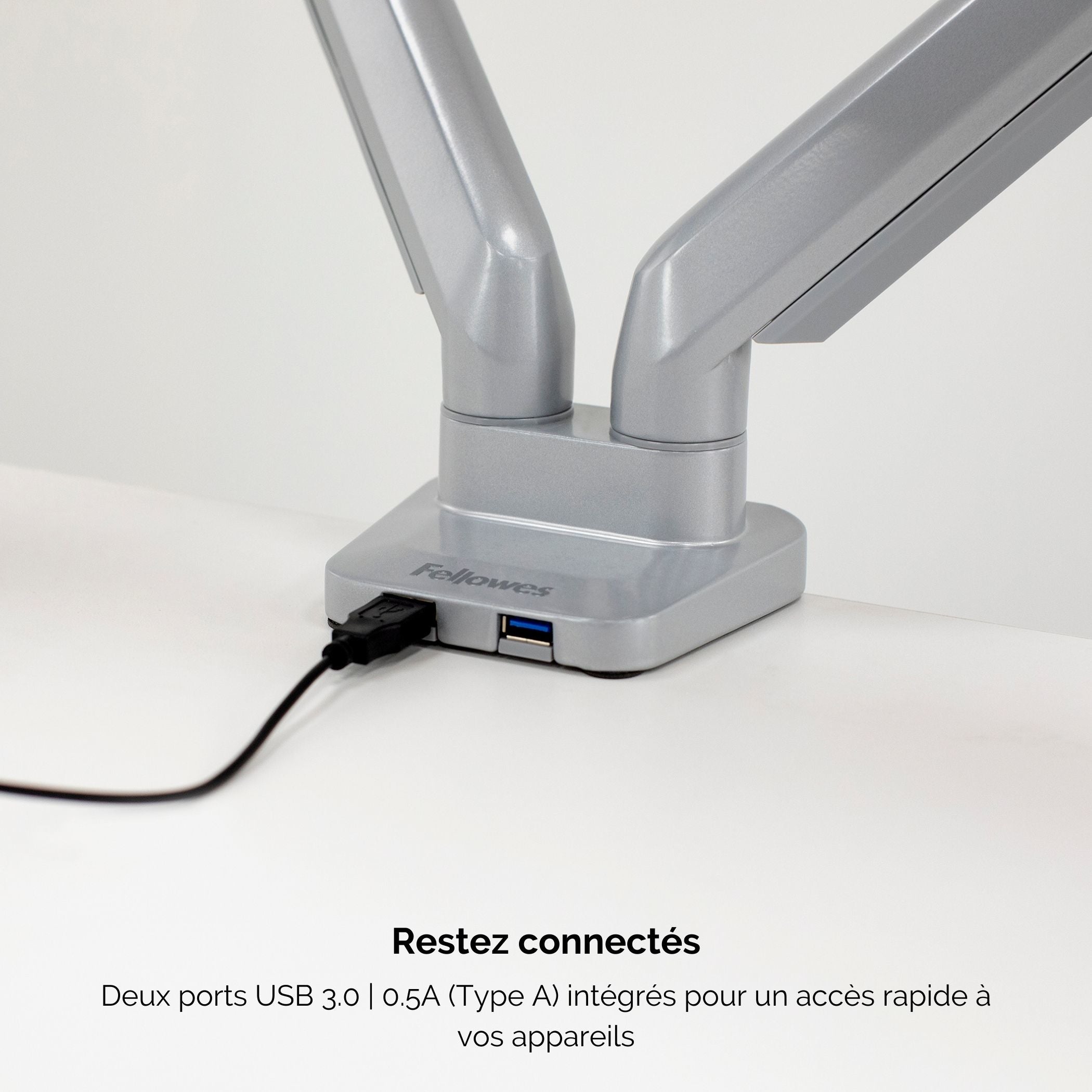 FELLOWES Bras Porte-Ecrans Double Gris Platinum Series