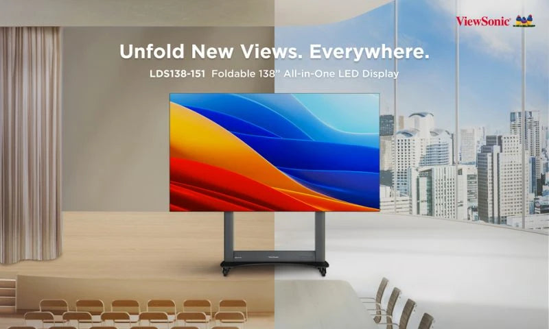 VIEWSONIC 138in Direct View LED Display,1920x1080P,14Bit,Refresh Rate 3840Hz,Pixel Pitch1.5mm,Hdmi Input&Output,Motorized up-down Trolley Cart,Copper wire,GOB  Black