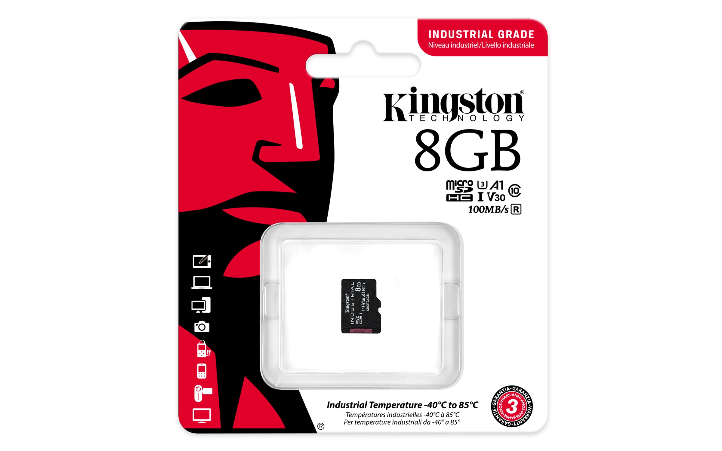 KINGSTON 8Go microSDHC Industrial C10 A1 pSLC Card Single Pack w/o Adapter