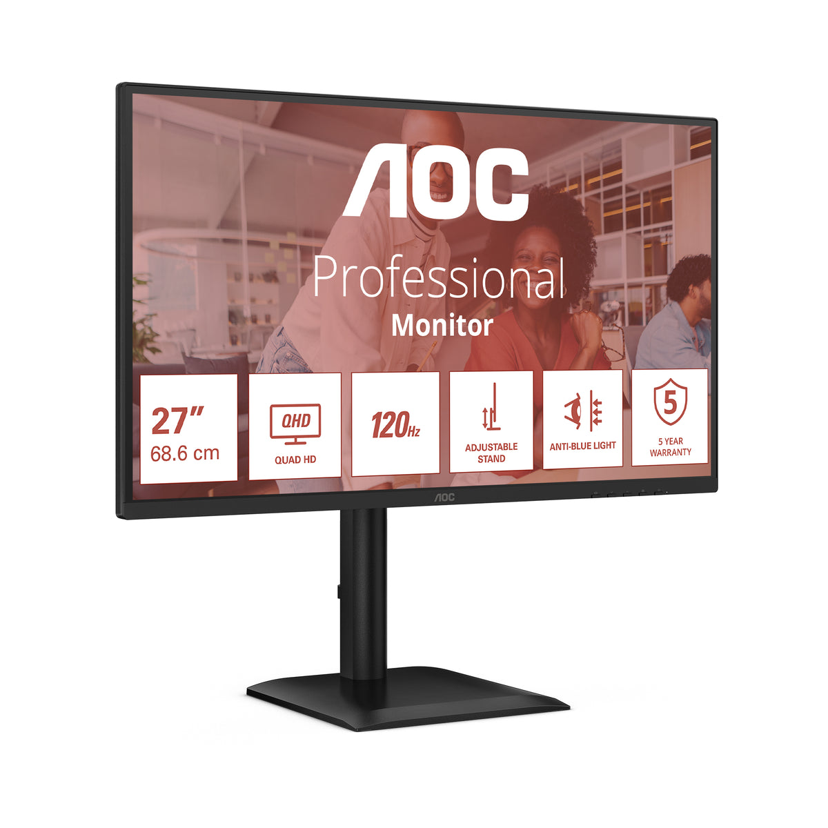 AOC Q27E4U 27p WQHD IPS 120Hz 4ms 350cd/m2 HDMI2.0 DP USB3.2 HUB USB Pivot Speakers