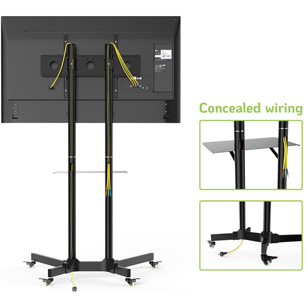 "Techly ICA-TR6 Support TV mobile 30-65"" jusqu'a 60kg étagere AV réglable"