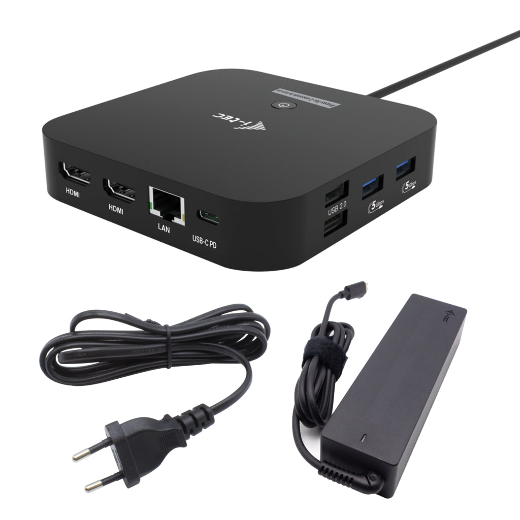 I-TEC USB-C Dual HDMI DS 2xHDMI 1xGLAN 2xUSB-A 3.2 2xUSB 2.0 1xUSB-C Gen2 1xUSB-C Gen1 1xAudio/Mic Jack 1x100W USB-C PD+Charger 100W
