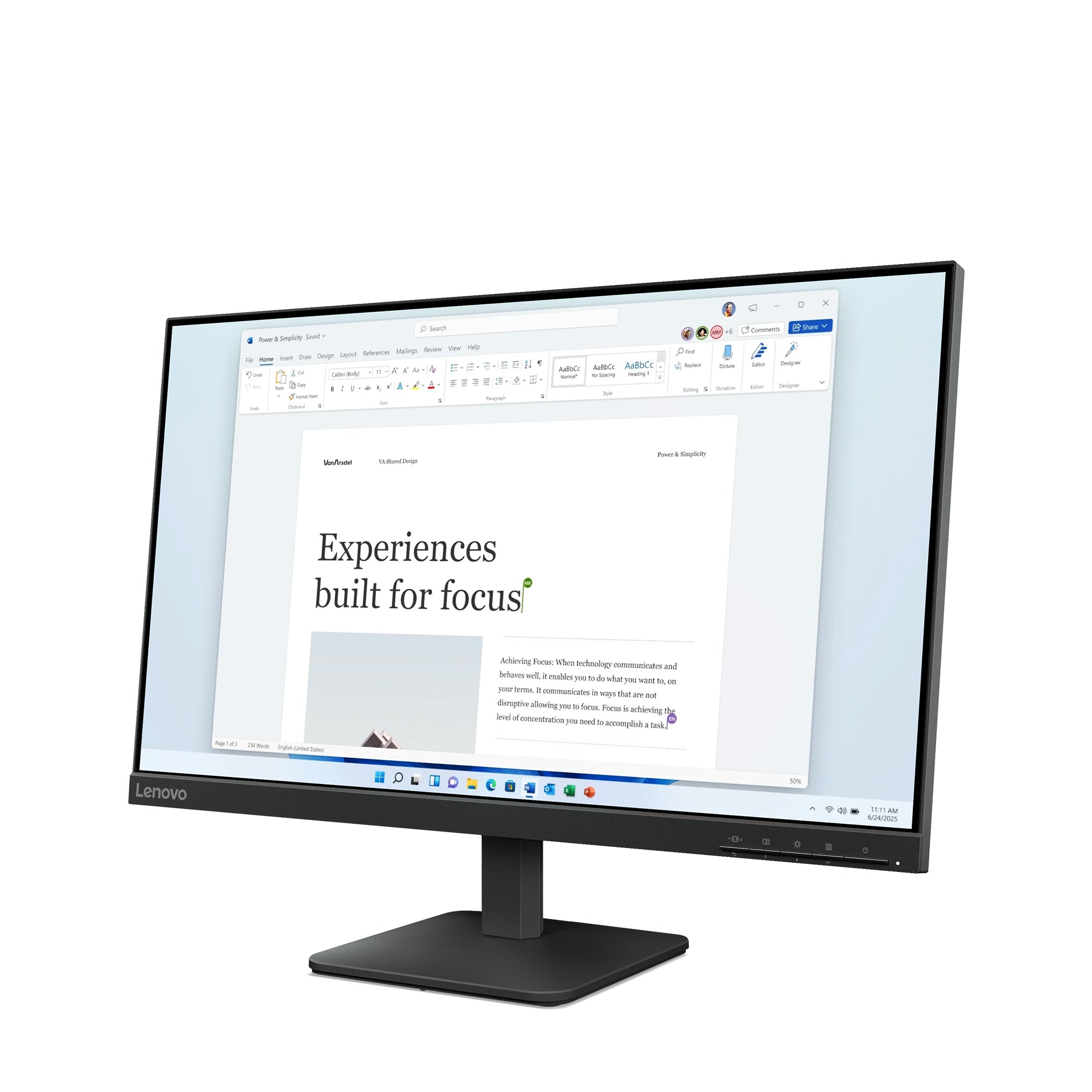 "Lenovo L24-4e écran plat de PC 60,5 cm (23.8"") 1920 x 1080 pixels Full HD LCD Noir"