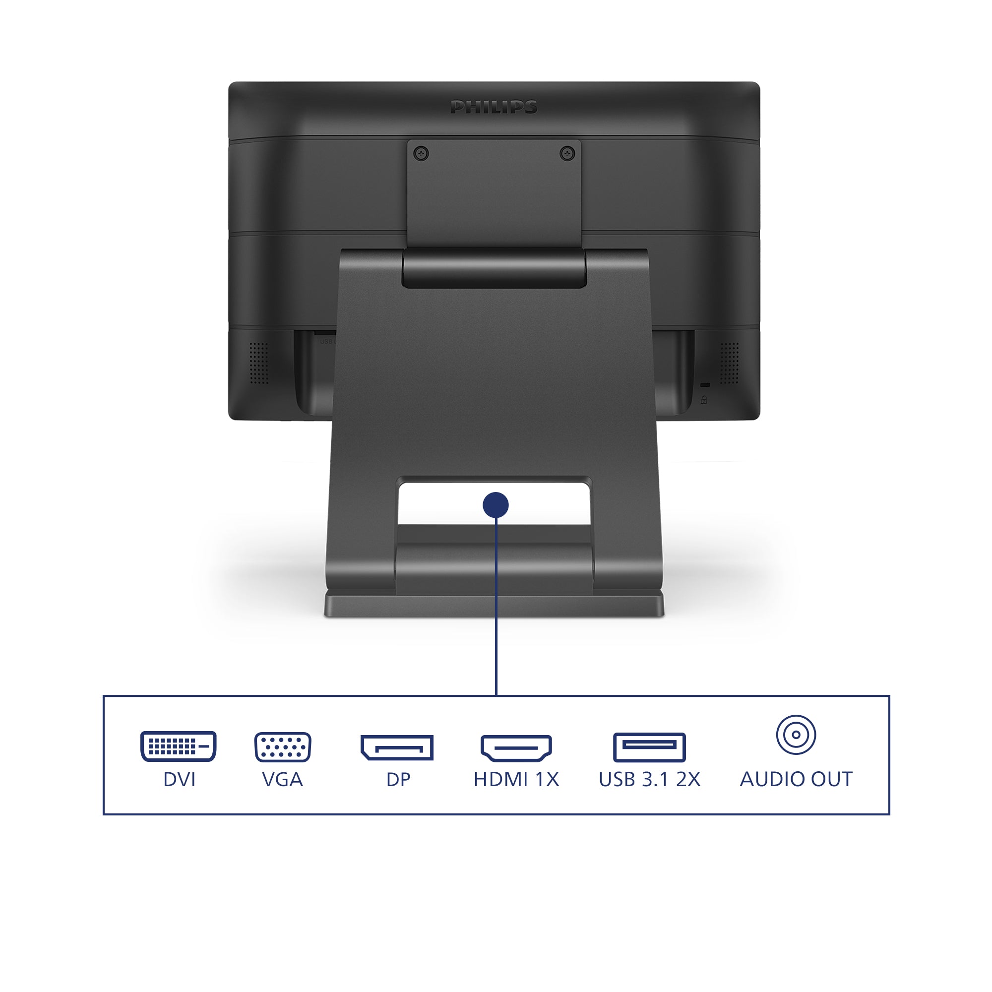 PHILIPS 162B9T/00- Tactil 15.6pcs - 10 PTS - VGA - HDMI - DP HUB USB 3.1 x 2 - Warranty 3 years - Câbles included