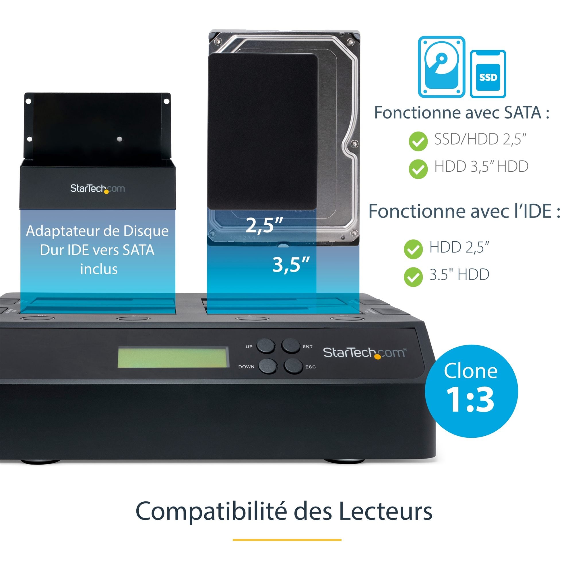 USB 3 eSATA SATA 1:3 HDD Duplicator Dock