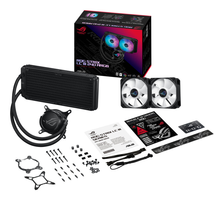 ASUS ROG Strix LC III 240 ARGB all-in-one CPU liquid cooler with 360 rotatable water block Premium ROG ARGB fans