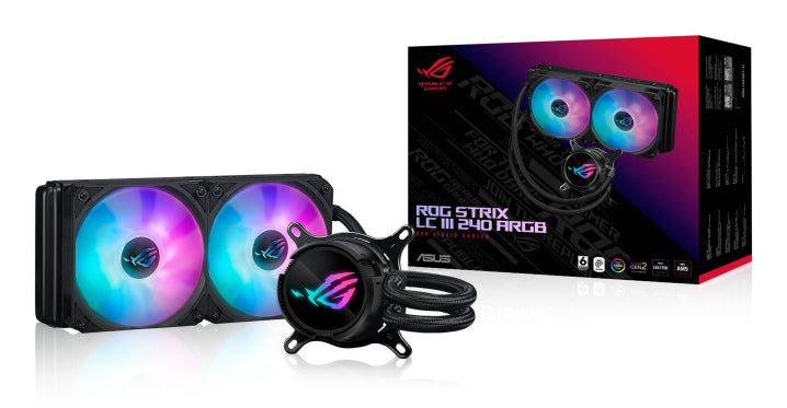 ASUS ROG Strix LC III 240 ARGB all-in-one CPU liquid cooler with 360 rotatable water block Premium ROG ARGB fans