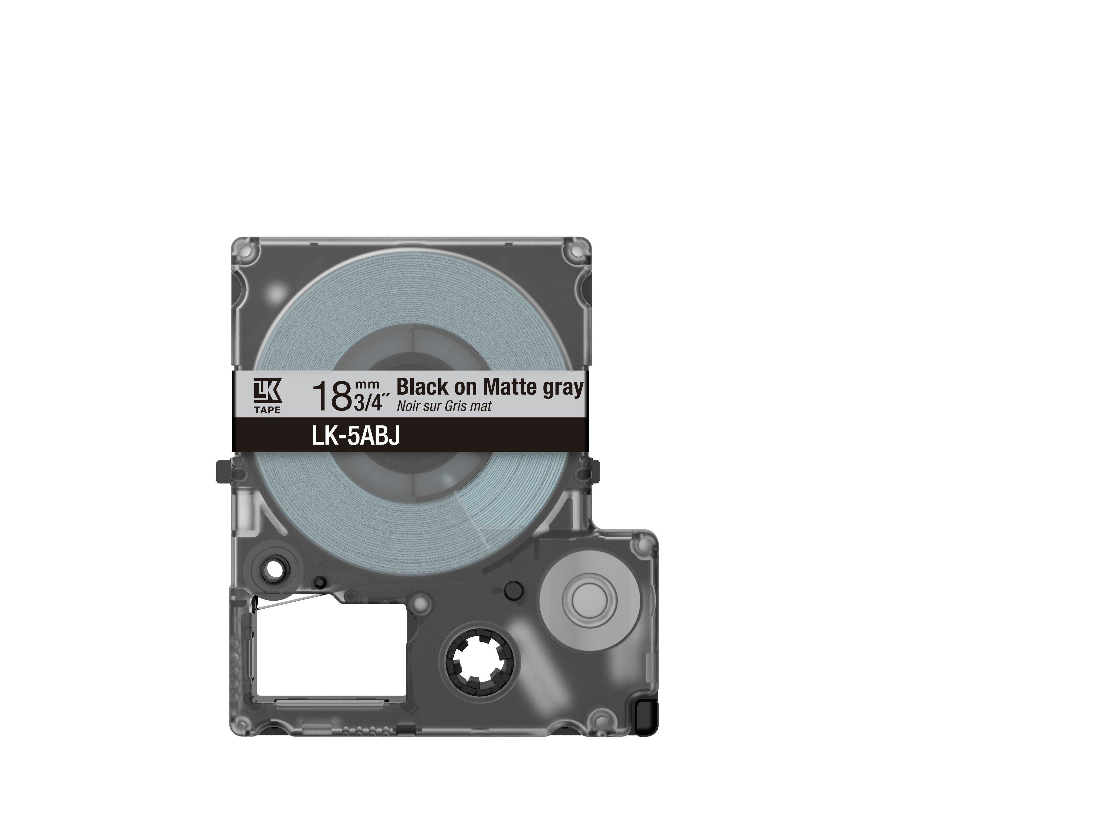EPSON Matte Tape Grey/Black 18mm 8m LK-5ABJ