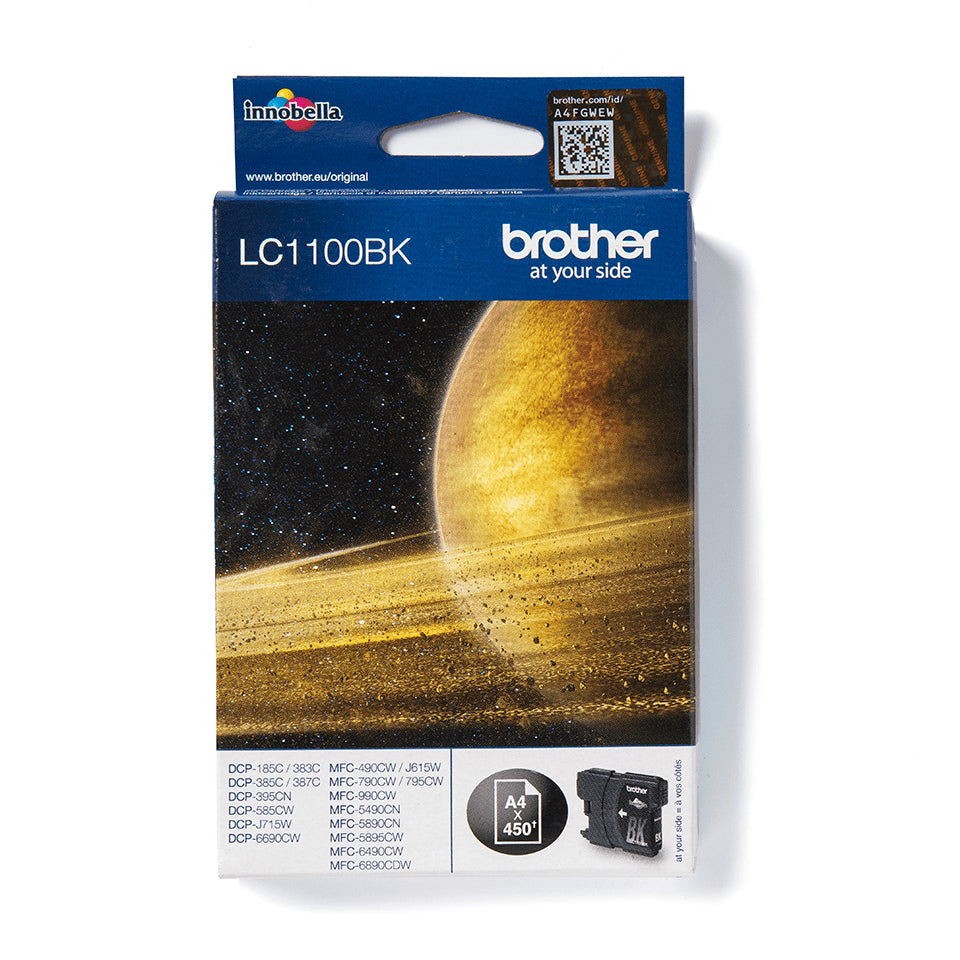 BROTHER LC-1100 cartouche d encre noir capacité standard 9.5ml 450 pages pack de 1