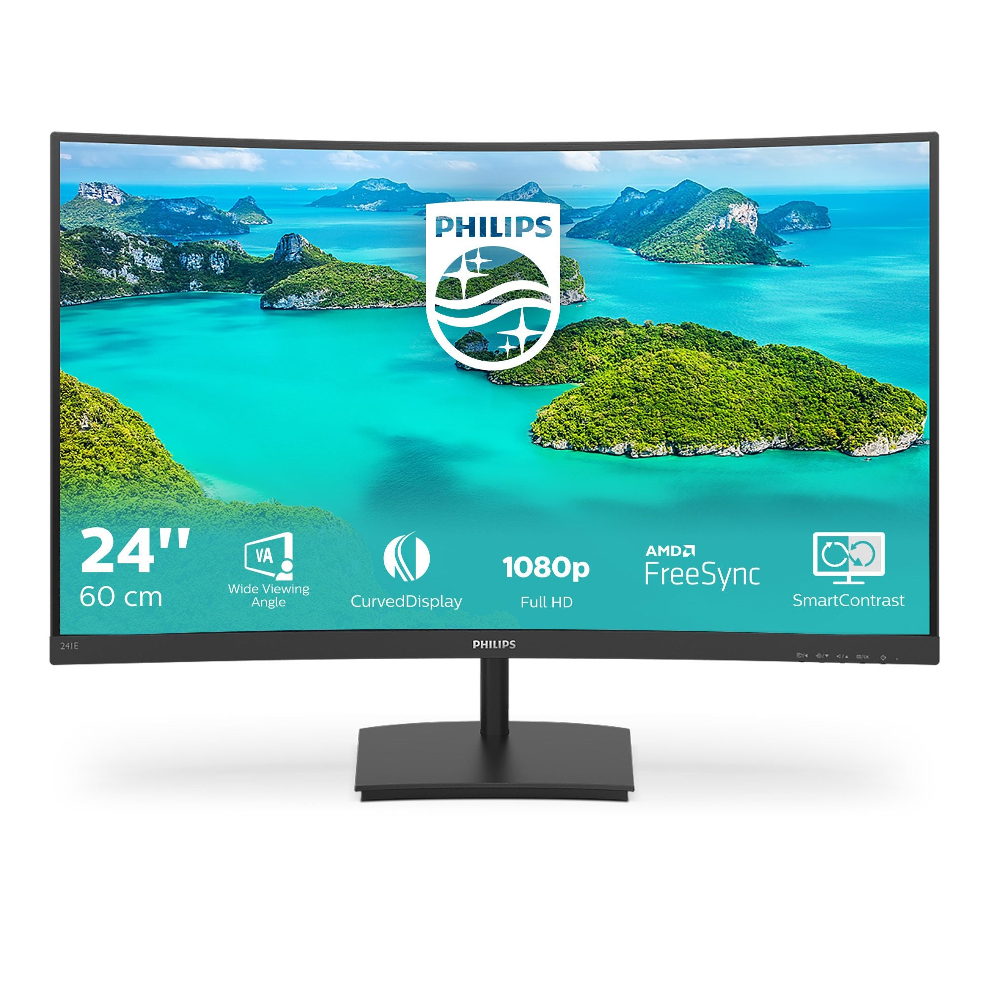 PHILIPS 241E1SCA Écran LED - incurvé - 24p - Full HD - 5 Hz - VA - 250 cd/m2 - 3000:1 - 4ms- VGA - HDMI- HP