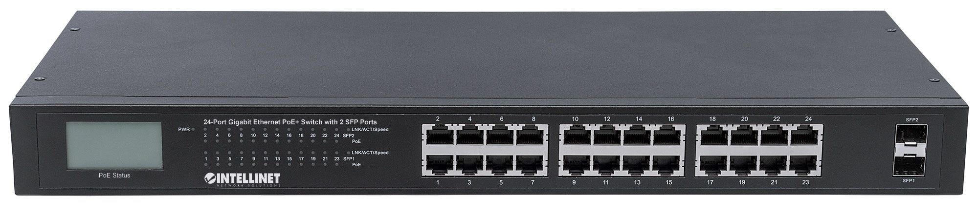 Intellinet 561242 commutateur réseau Non-géré Gigabit Ethernet (10/100/1000) Connexion Ethernet, supportant l'alimentation via ce port (PoE) 1U Noir