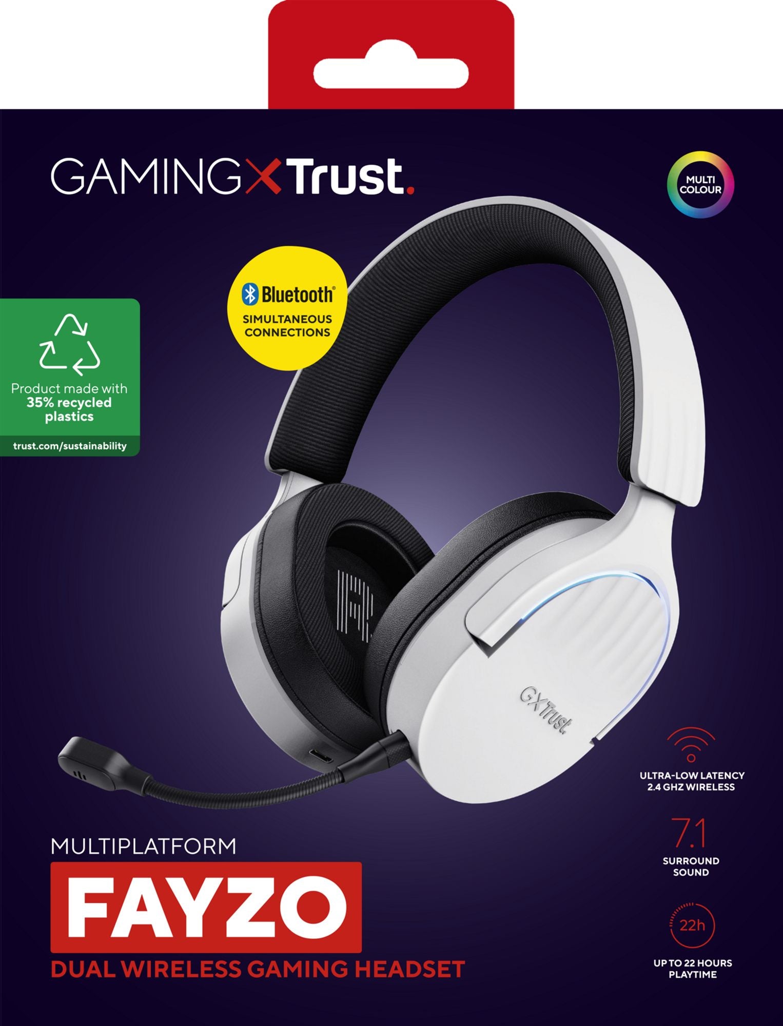 TRUST Casque gaming sans fil FAYZO DUAL Wireless - White