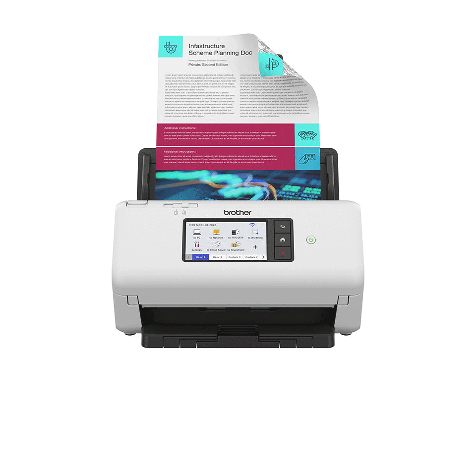 Brother ADS-4700W Chargeur automatique de documents + Scanner a feuille 600 x 600 DPI A4 Noir, Blanc