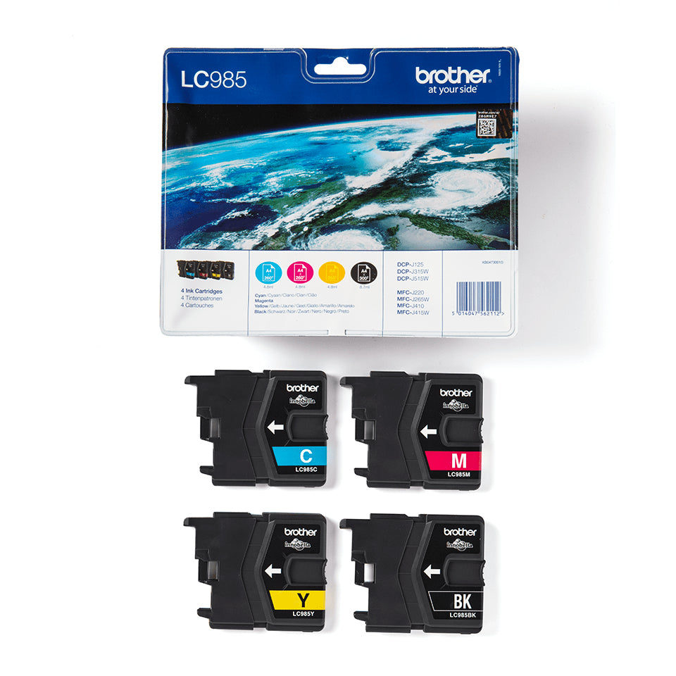 Brother LC-985VALBPDR cartouche d'encre 4 piece(s) Original Noir, Cyan, Magenta, Jaune