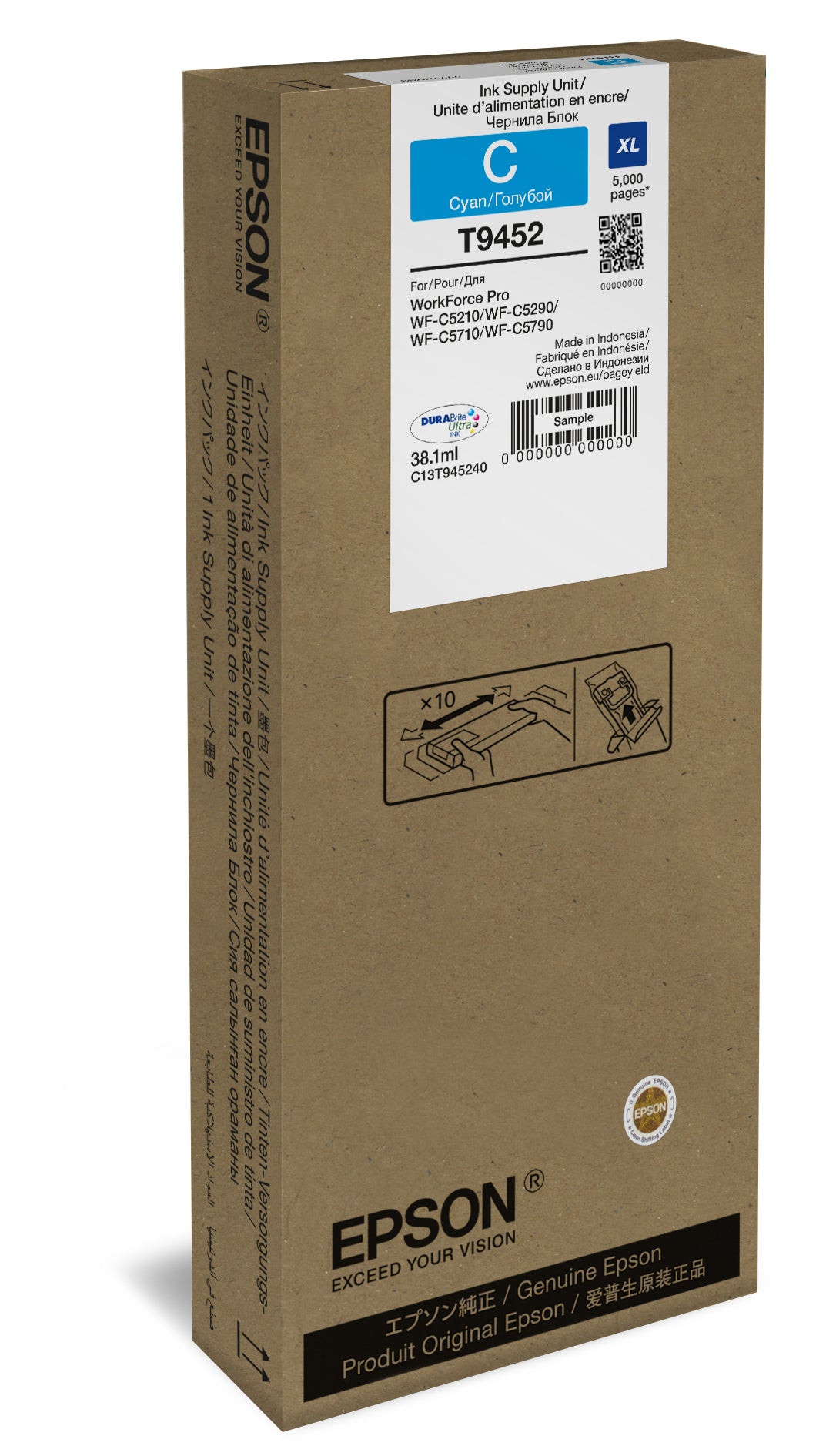 EPSON 2LB WF-C5xxx Series Ink Cartridge XL Cyan 5000s
