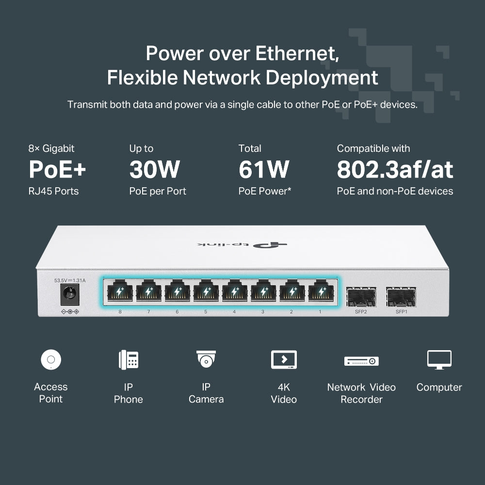 10-Port Gigabit Smart Switch with 8-Port