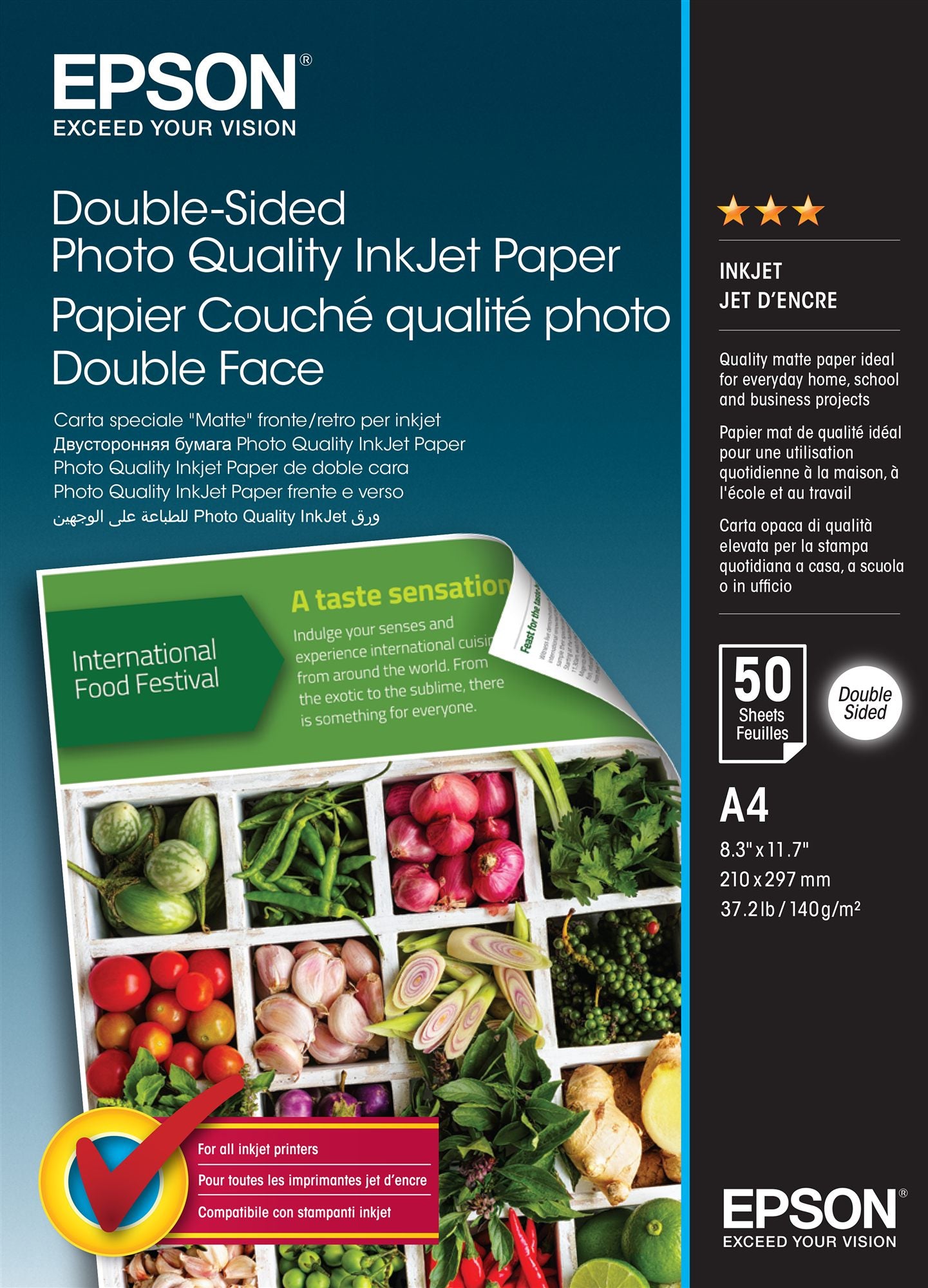 EPSON Double-Sided Photo Quality Inkjet Paper - A4 - 50 Sheets