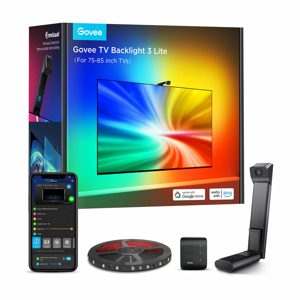 Govee H6099 TV Backlight 3 Lite | Éclairage LED | pour TV 55-65 pouces, RGBICW, Wi-Fi+Bluetooth