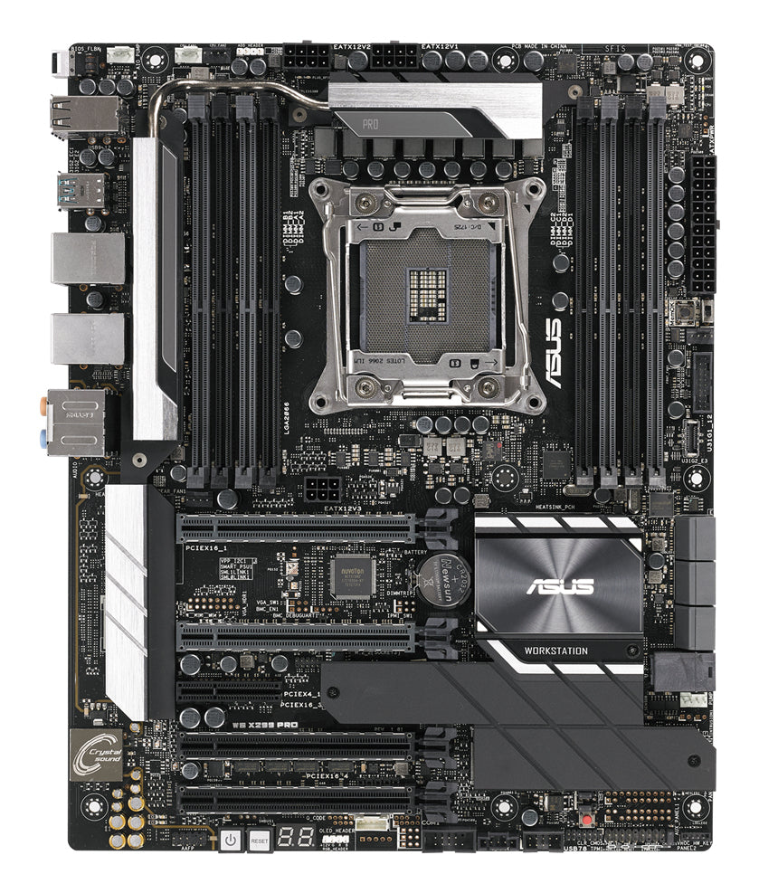 ASUS WS X299 PRO LGA2066 8xDIMM DDR4 4133MHz dual M.2 and M.2 heatsink U.2 USB 3.1 Gen 2 connectors SATA 6Gb/s ATX MB