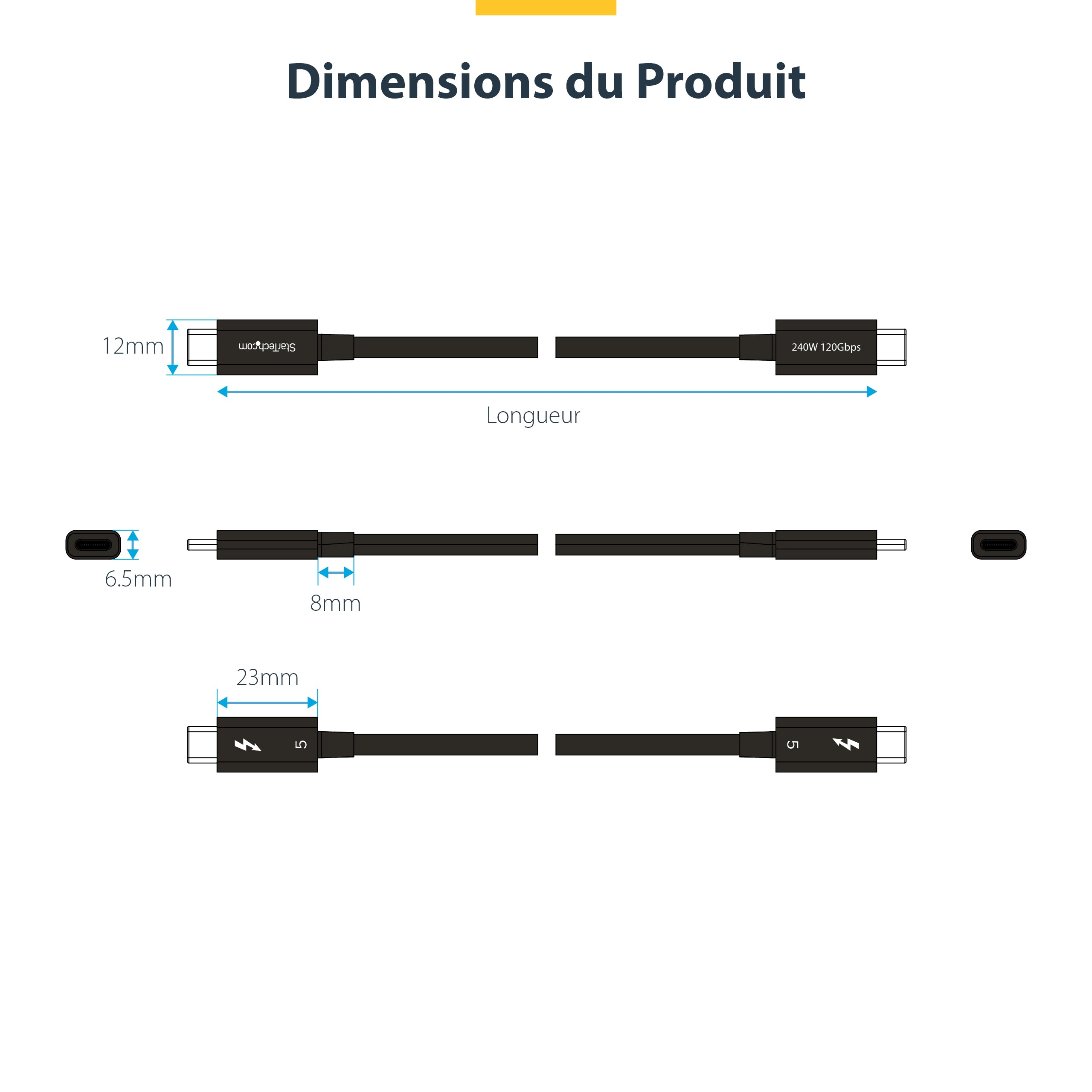 1.5ft/50cm Certified Thunderbolt 5 Cable