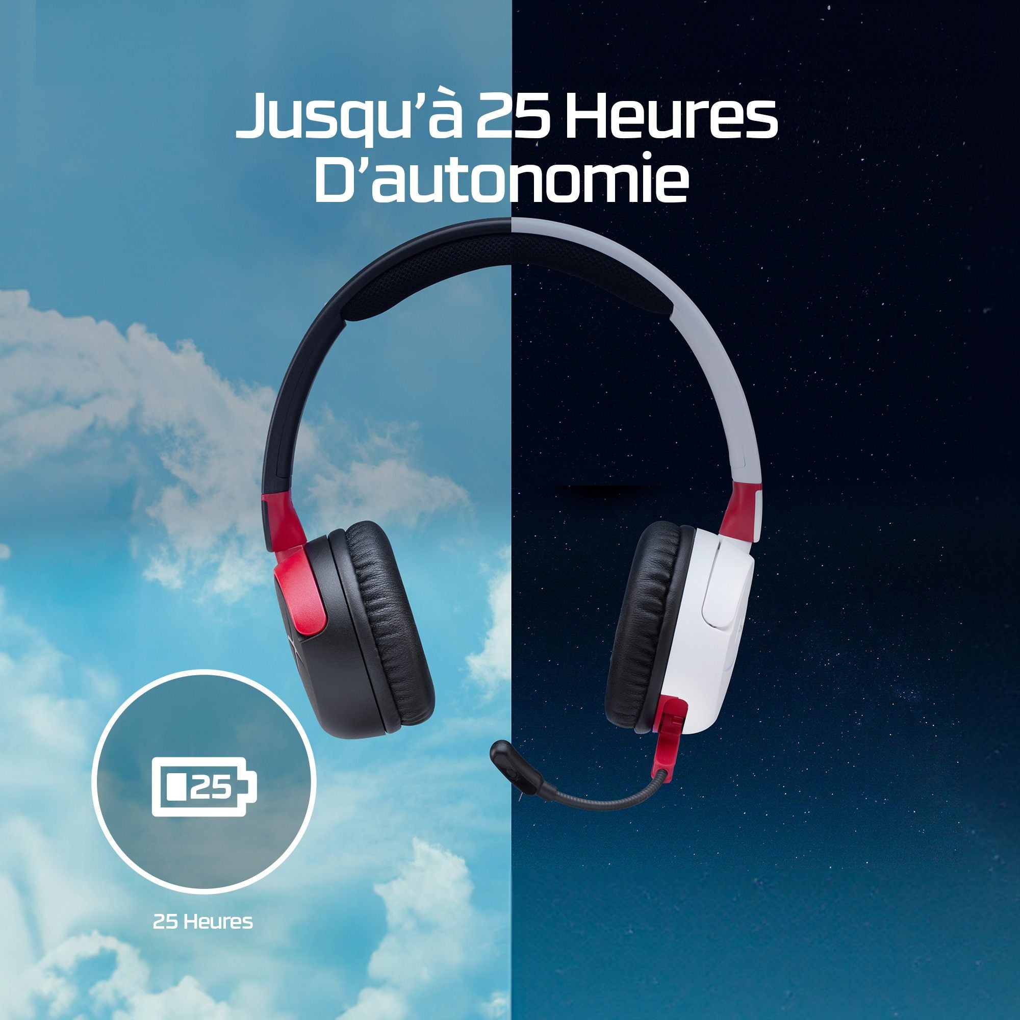 Casque sans fil HyperX Cloud Mini avec microphone, noir-rouge