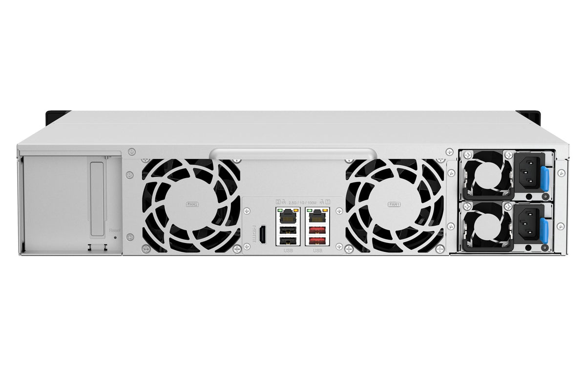 QNAP TS-1264U-RP-8G 2U 12-Bay rackmount NAS Intel Celeron N5095 quad-core 8Go onboard not expandable 12x3.5/2.5 SATA 2x300W r PS
