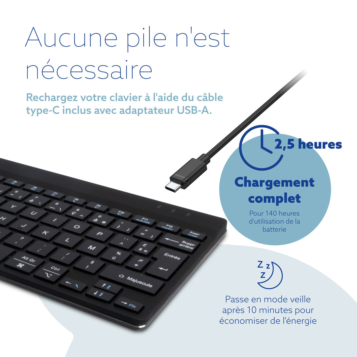 R-GO TOOLS Clavier ergonomique Compact Break, Bluetooth noir