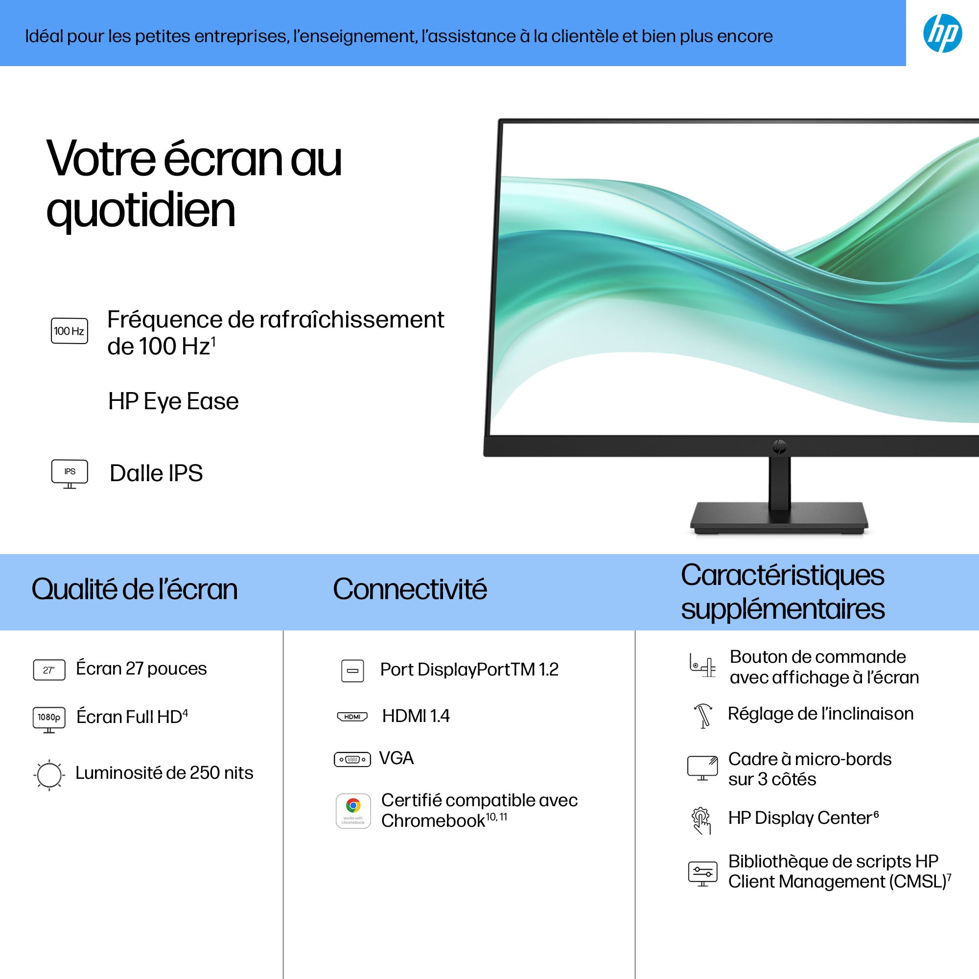 HP Series 3 Pro 27 inch FHD Monitor - 327pf écran plat de PC 68,6 cm (27") 1920 x 1080 pixels Full HD LCD Noir