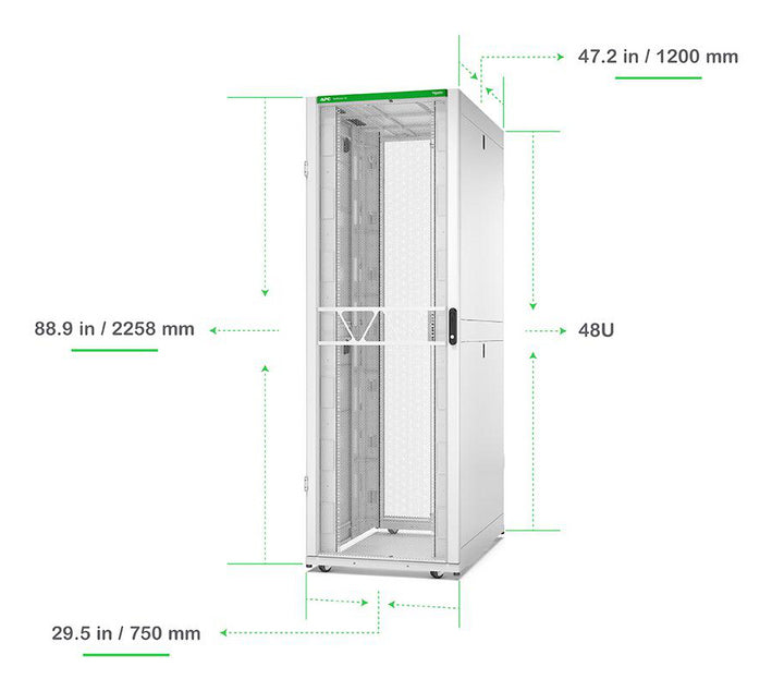 APC NetShelter SX Gen 2 Rack cabinet 2258H x 750W x 1200D mm with Sides floor-standing white 48U 19 TAA Compliant