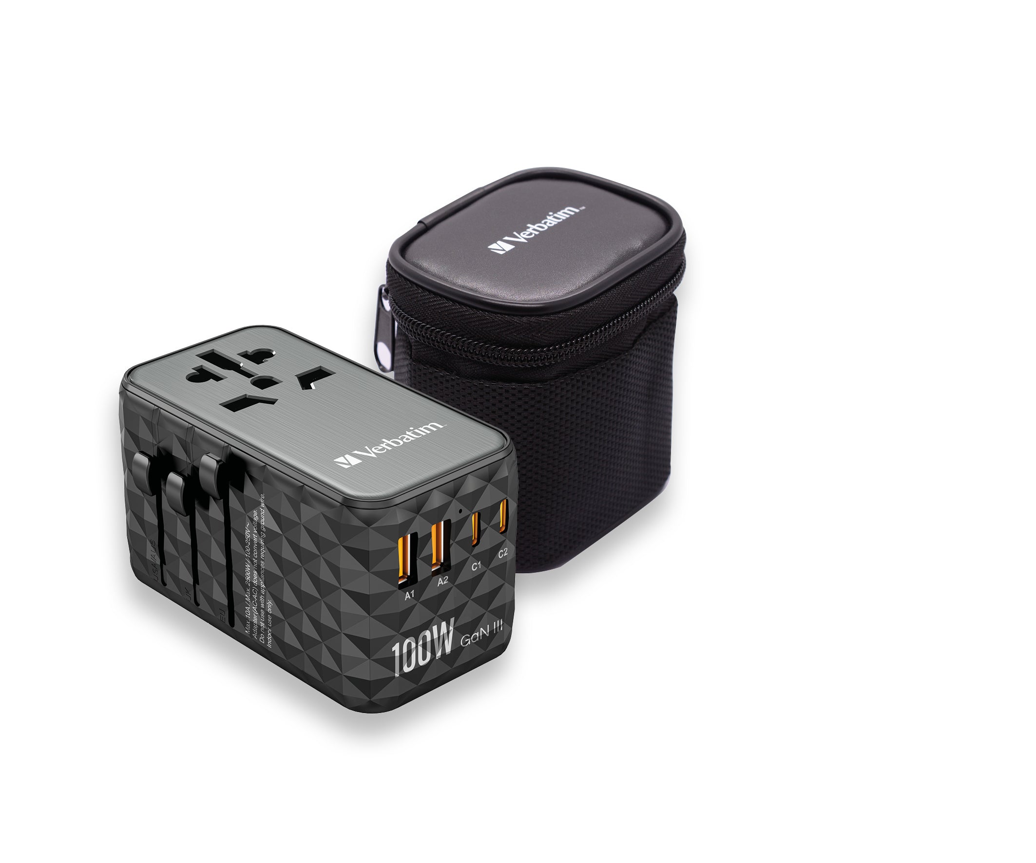 VERBATIM GAN III UNIVERSAL TRAVEL ADAPTER UTA-06 WITH 2 X USB-C PD 100W & QC 4+ / 2 X USB-A QC 3.00 WCF (P)