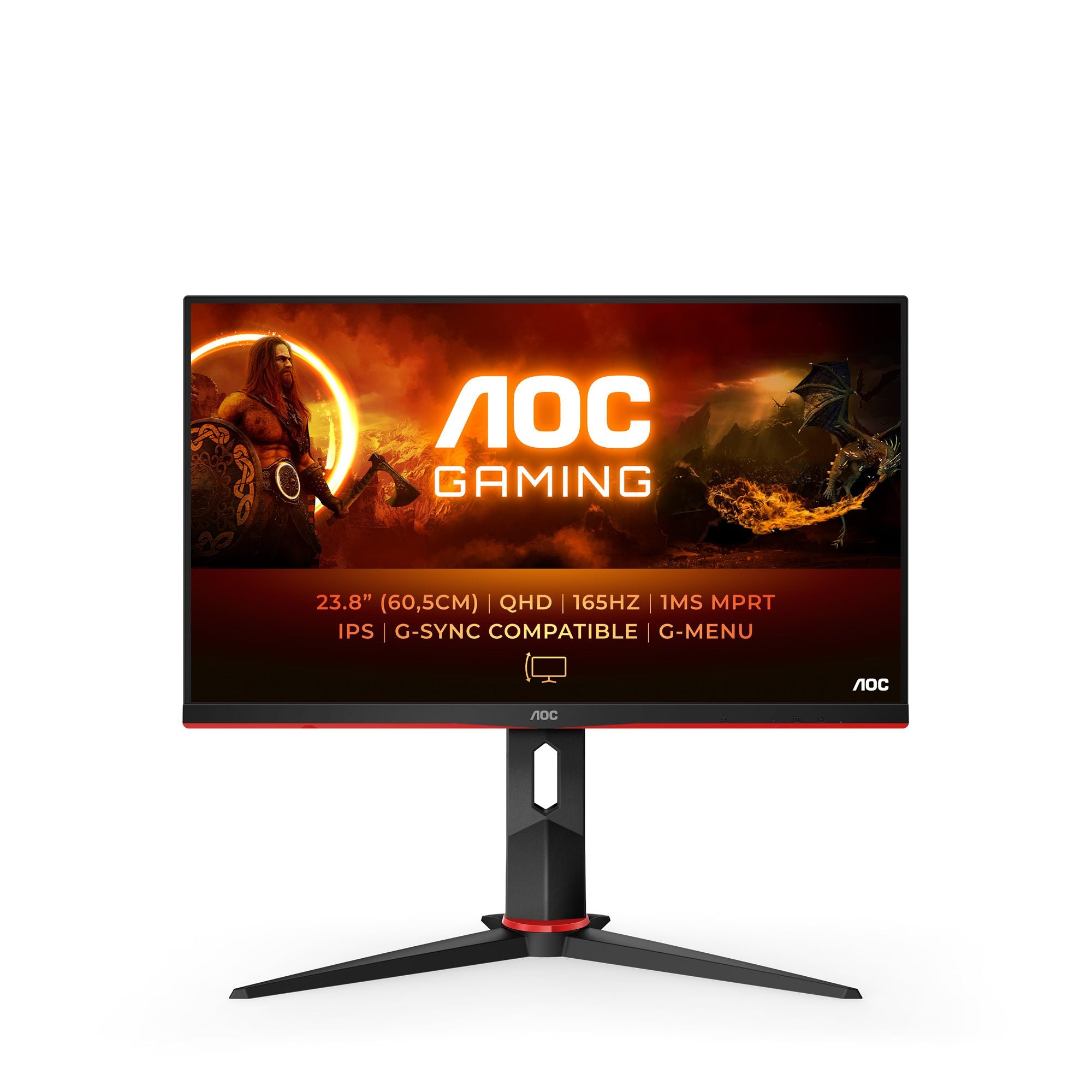 AOC Q24G2A/BK 23.8p Gaming Monitor IPS 2560x1440 1ms HDMI DP Black/Red