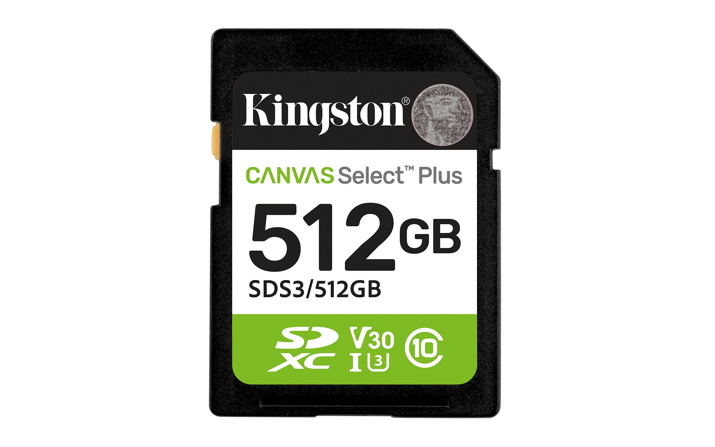KINGSTON Canvas Select Plus Carte mémoire SDXC 512Go Gen3 150MB/s C10 UHS-I U3 V30