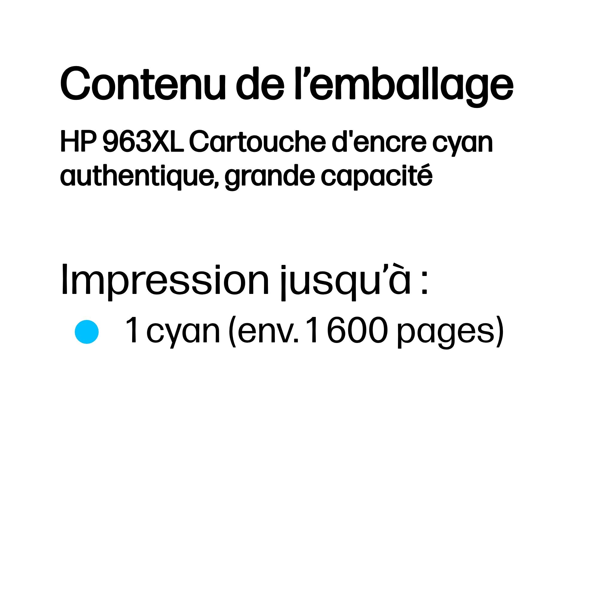 HP 963XL Haute capacité encre Cyan