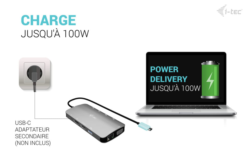 I-TEC USB-C Metal Nano 3x Display Docking Station 1x DP 1x HDMI 1x VGA 1x GLAN 1x USB-C Gen1 4x USB-A Gen1 Power Delivery 100W