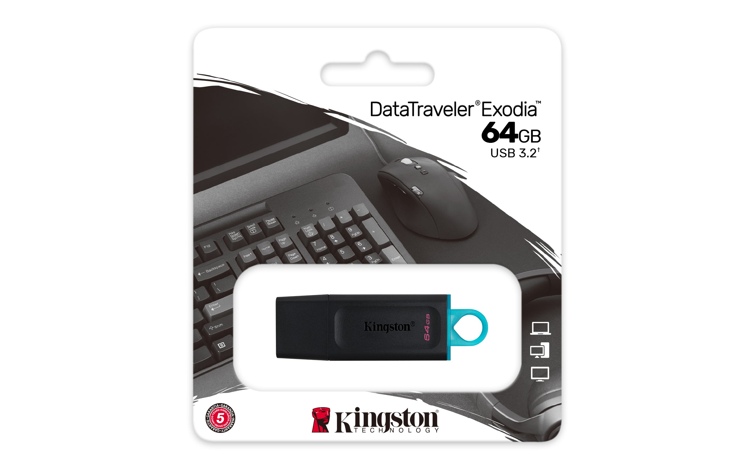 KINGSTON 64Go USB3.2 Gen1 DataTraveler Exodia Black + Teal