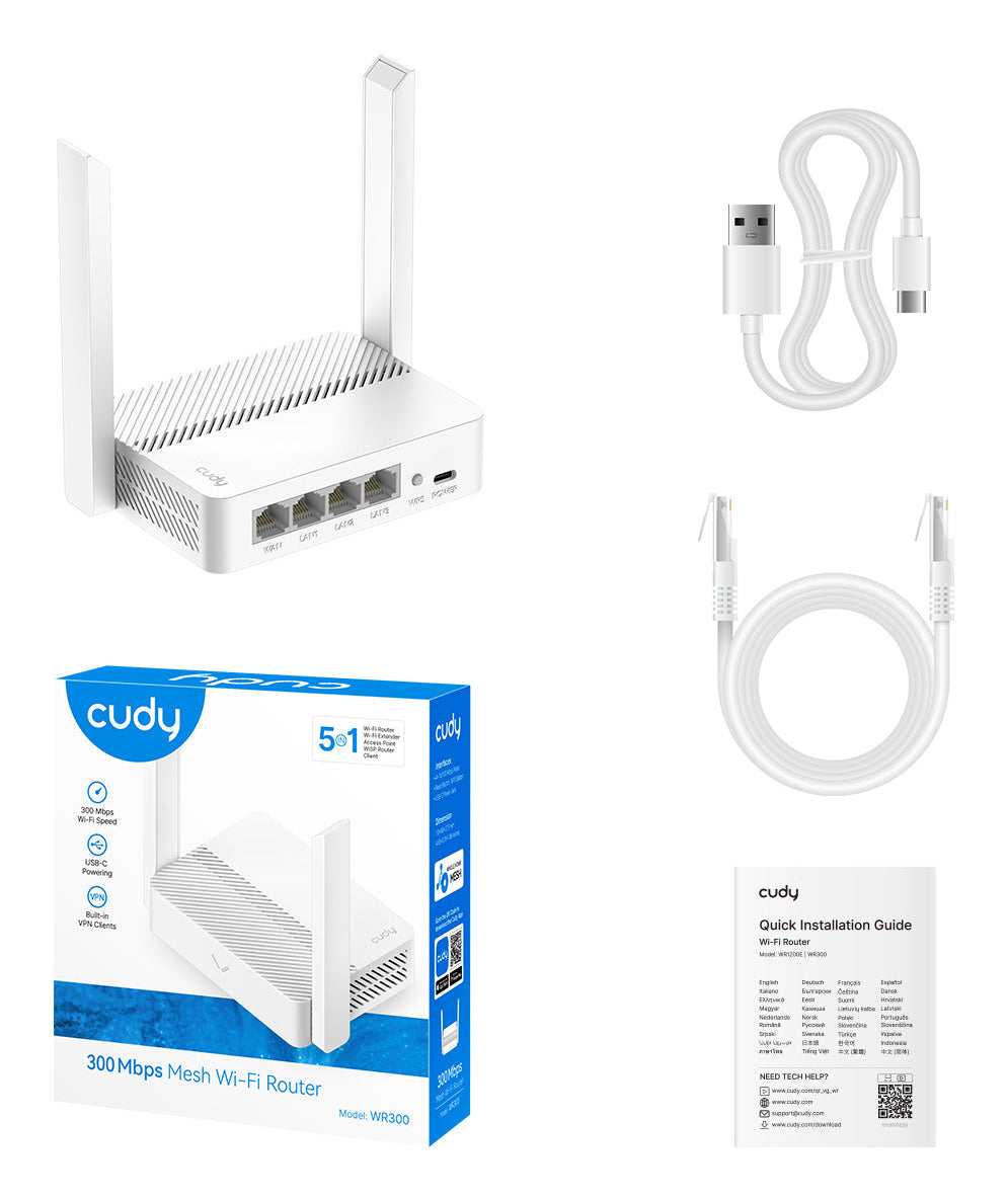 Cudy WR300 routeur sans fil Fast Ethernet Monobande (2,4 GHz) Blanc