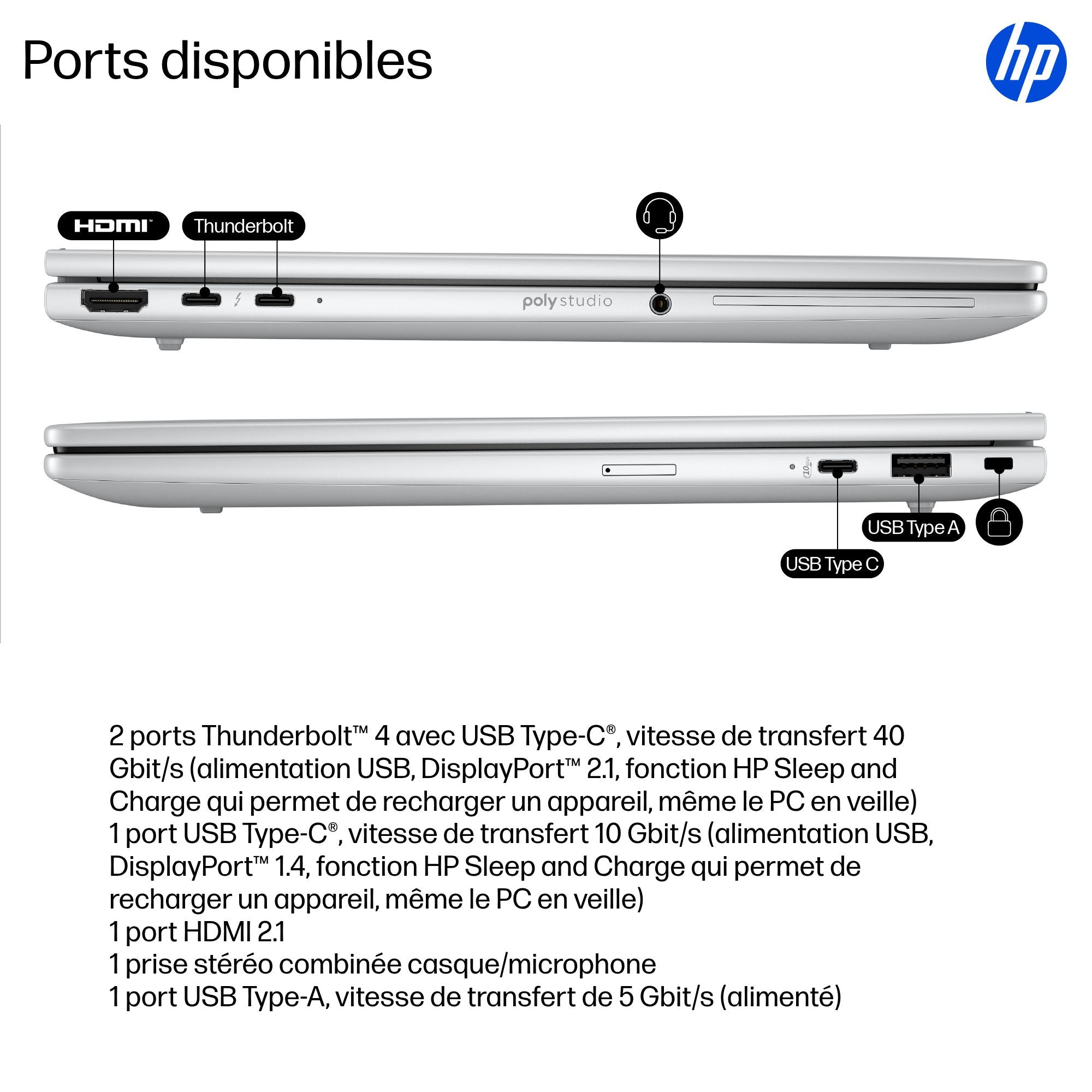 HP EliteBook 8 G1i IA Nouvelle génération Intel Core Ultra 5 225U 13.3p WUXGA 16Go 512Go SSD UMA W11P Copilot + PC 3/3/0